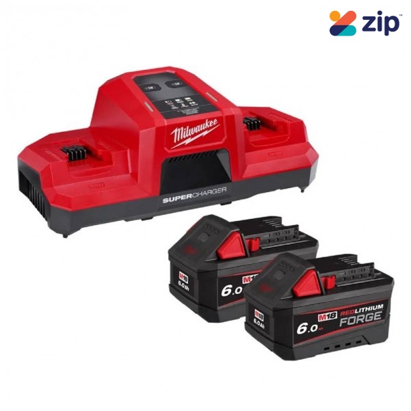 Milwaukee M18FSPD602B - 18V 6.0Ah Li-ion Cordless Forge Battery And 18V Li-ion Dual Bay Super Charger Starter Pack