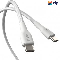 EFM Type-C to Type-C Braided Power and Data Cable 1m - White - EFCAS1U990WHI