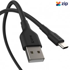 EFM USB-A to Type-C Braided Power and Data Cable 1m - Black - EFCAS1U992BLA