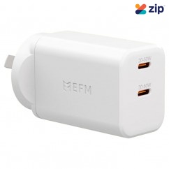 EFM ECO 50W Dual Port Wall Charger - With GaN  Power Delivery and PPS - EFPW50U932WHI