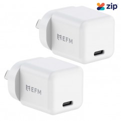 EFM ECO 20W GaN Wall Charger Twin Pack - With Power Delivery and PPS - EFPT20U933WHI