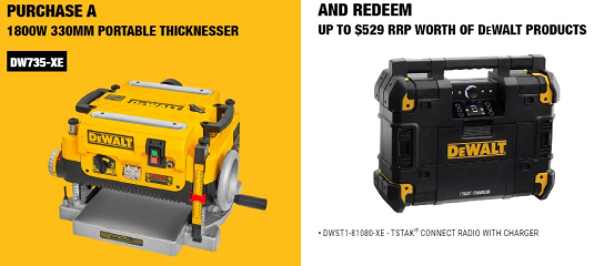 Dewalt 1800w 330mm store thicknesser dw735xe